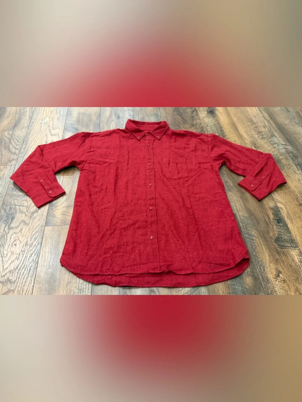 Gap Kids Boys Textured Flannel Shirt, Red, Long Sleeve, Size XXL 14-16, Oversize